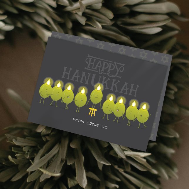 Hanukkah Menorah Olife | Mörk Grått Group Julkort (Skapare uppladdad)