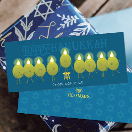 Hanukkah Menorah Olife | Teal Blue Group Card