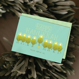 Hanukkah Menorah Olife | Teal Grönt Group Julkort