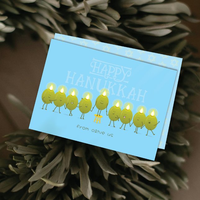 Hanukkah Menorah Oliver | Baby Blue Grupp Julkort (Skapare uppladdad)