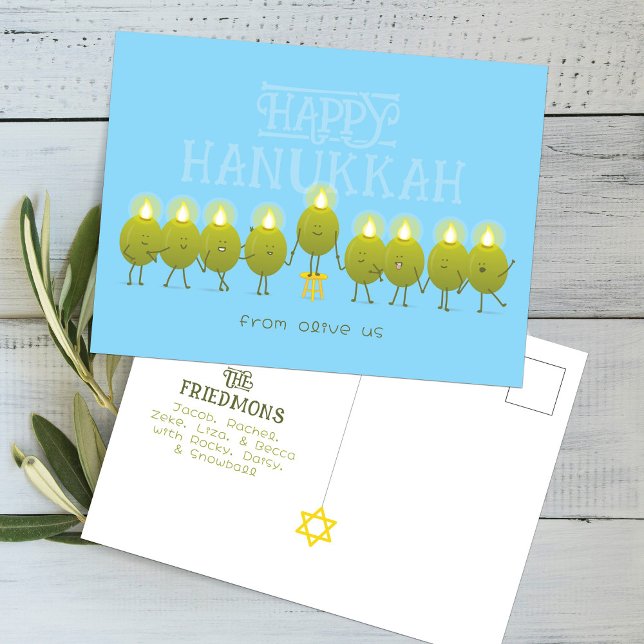Hanukkah Menorah Oliver, Baby Blue Grupp Vykort (Skapare uppladdad)