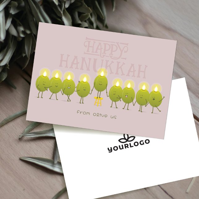 Hanukkah Menorah Oliver | Mauve Företagets Logotyp Julkort (Skapare uppladdad)