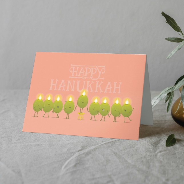 Hanukkah Menorah Oliver, Peach Falt Grupp Kort (Skapare uppladdad)
