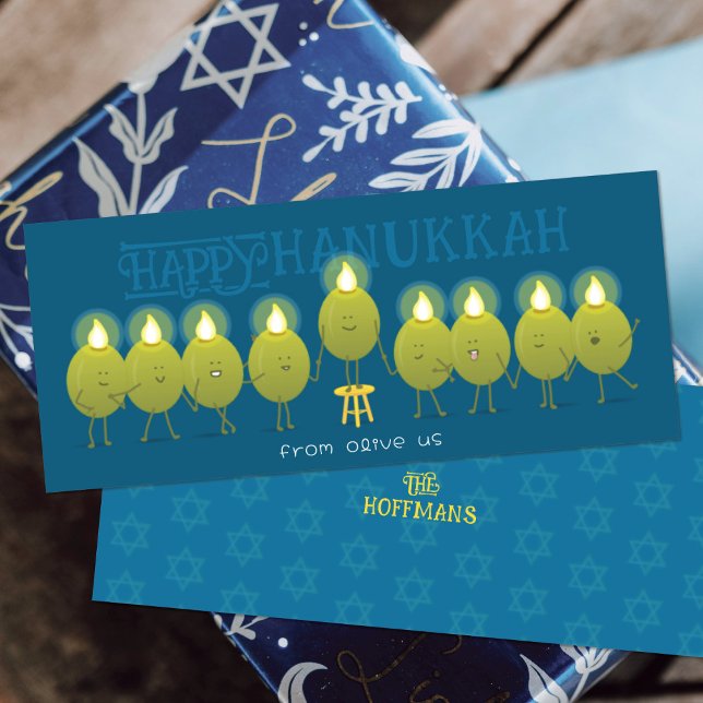 Hanukkah Menorah Oliver | Tealblå Gruppkort (Skapare uppladdad)