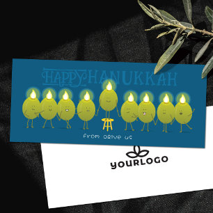 Hanukkah Menorah Olivträd Teal Blue Company Kort
