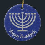 Hanukkah Menorah Ornament<br><div class="desc">.Hanukkah Menorah Ornament med anpassadets bakgrund färg och text</div>