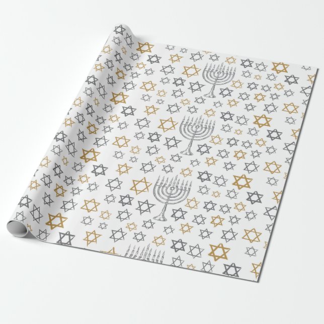 Hanukkah Menorah Presentpapper (Utrullad)