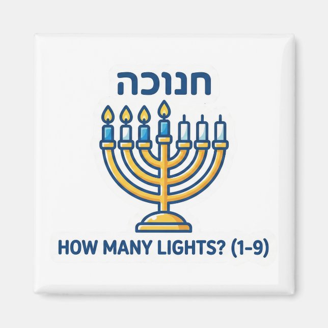 Hanukkah Menorah Räkna Spel - Utbildande Matematik Magnet (Framsidan)