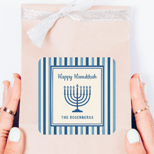Hanukkah Menorah-ränder Trendig Anpassad  Fyrkantigt Klistermärke