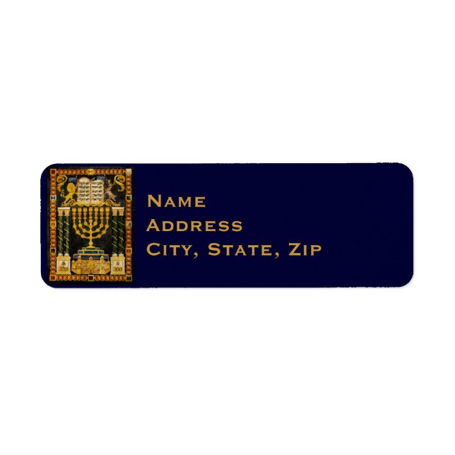 Hanukkah-menorah Returadress Etikett (Framsidan)