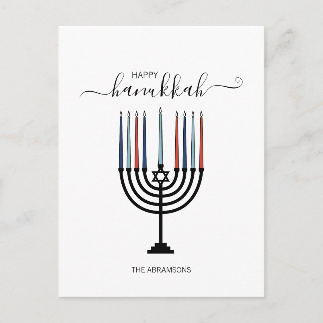 Hanukkah Menorah Semestkort Helg Vykort (Framsida)