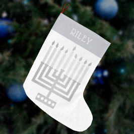 Hanukkah Menorah Silver Tone Elegant Modern Stor Julstrumpa