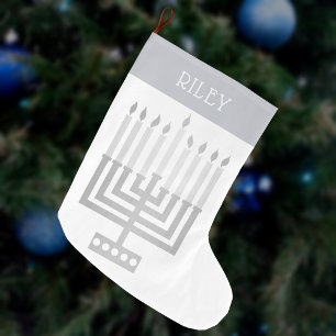 Hanukkah Menorah Silver Tone Elegant Modern Stor Julstrumpa