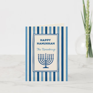 Hanukkah Menorah Stripes Trendy Custom  Helgkort