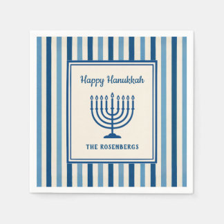 Hanukkah Menorah Stripes Trendy Custom  Pappersservett