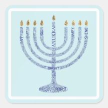 Hanukkah Menorah Typography Stickers