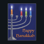 "Hanukkah Menorah." Vykort<br><div class="desc">"Hanukkah Menorah." är en digital målning gjord i Photoshop av en Hanukkah Menorah med ljus tända för tredje natten. Jag hoppas att du tycker om det. Tack,  Corbie Eva Crouse</div>