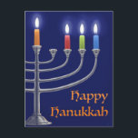 "Hanukkah Menorah." Vykort<br><div class="desc">"Hanukkah Menorah." är en digital målning gjord i Photoshop av en Hanukkah Menorah med ljus tända för tredje natten. Jag hoppas att du tycker om det. Tack,  Corbie Eva Crouse</div>