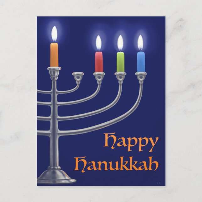 "Hanukkah Menorah." Vykort (Framsida)