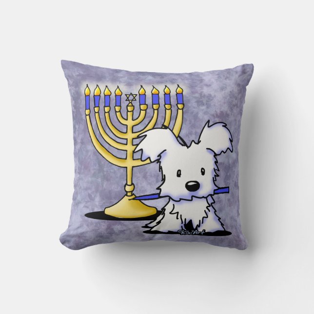 Hanukkah Menorah Westie Kudde (Framsida)