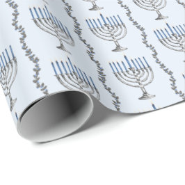 Hanukkah Menoraher Inpackningspapper Presentpapper