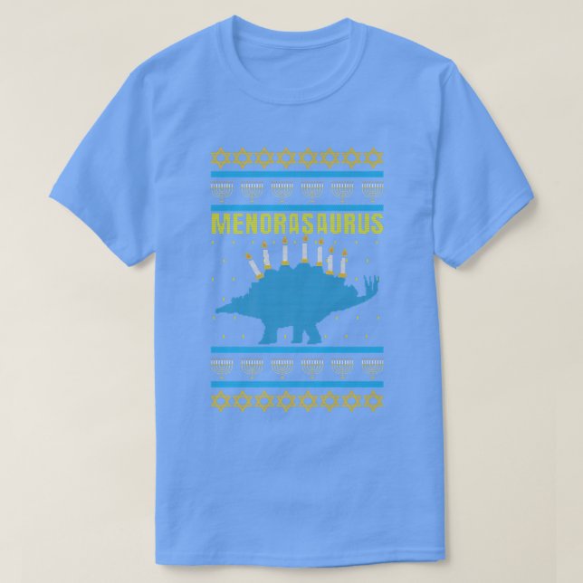 Hanukkah Menorasaurus Funny Jewish Helgdag T Shirt (Design framsida)
