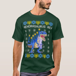Hanukkah Menorasaurus Re Menorah Ugly Hanukkah T Shirt