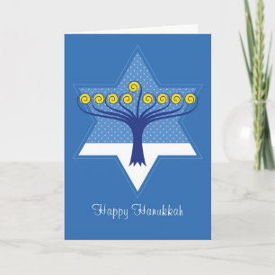 Hanukkah menoraträd i davidsstjärna helgkort