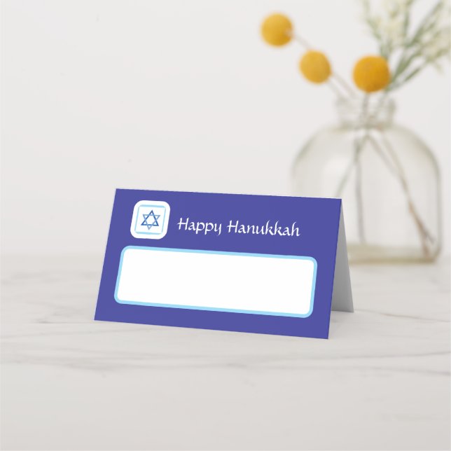 HANUKKAH message Blue Jewish Star Placeringskort (Framsida)