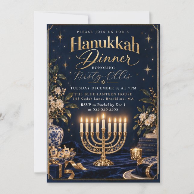 Hanukkah-middagsfirande Inbjudningar (Framsida)