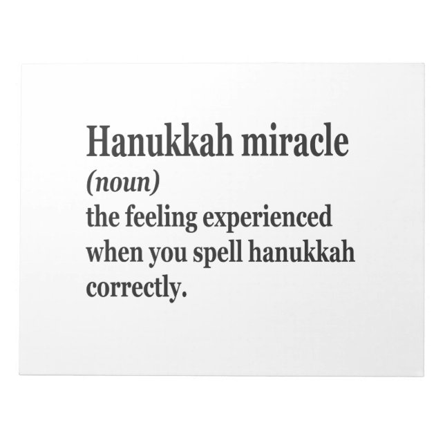 Hanukkah Miracle Funny Chanukah Jewish Definition Anteckningsblock (Framsida)