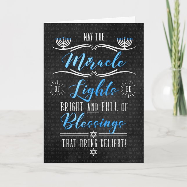 Hanukkah Miracle of Ljus Chalkboard Theme Helgkort (Framsida)