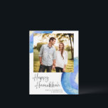 Hanukkah | Modern Abstrakt Blå Akvarell Foto Julkort<br><div class="desc">Modern Abstrakt Blå Akvarell Foto Hanukkah Julkort</div>