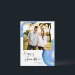 Hanukkah | Modern Abstrakt Blå Akvarell Foto Julkort<br><div class="desc">Modern Abstrakt Blå Akvarell Foto Hanukkah Julkort</div>