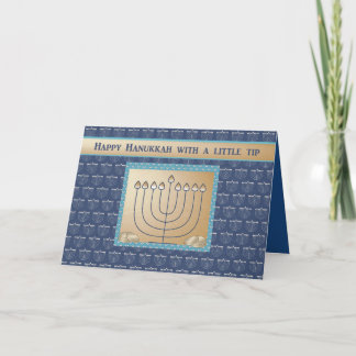 Hanukkah Money innesluten, Menorah med guld mynt. Helgkort