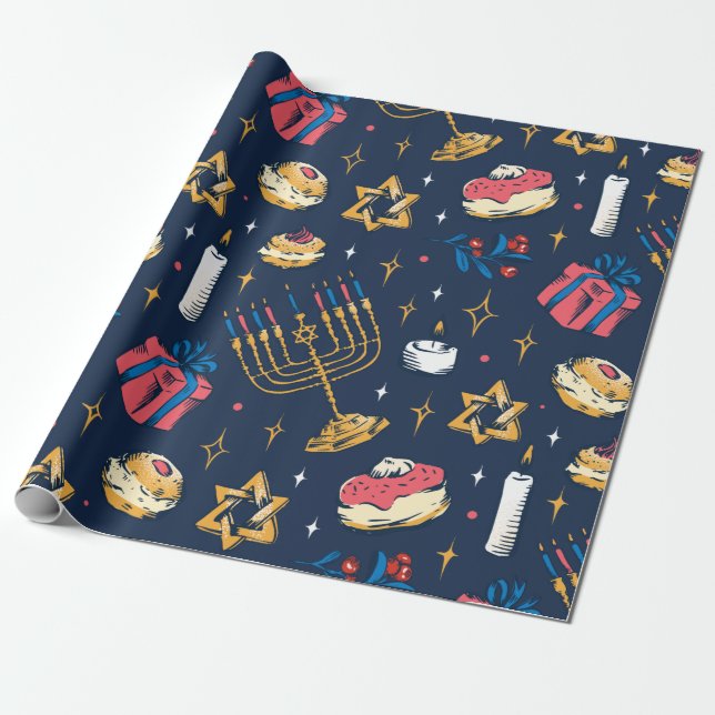 Hanukkah Mönster Hannukkah Jewish Gift Cute Sommar Presentpapper (Utrullad)