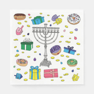 Hanukkah Mönster White Pappersservett