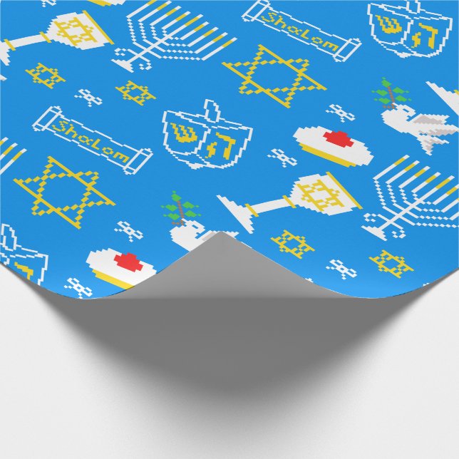 Hanukkah Mönster Wrapping Papper Presentpapper (Hörn)