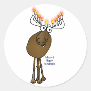 Hanukkah-mosan! Runt Klistermärke