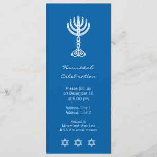 Hanukkah Motif blå lång inbjudan