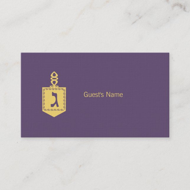 Hanukkah Motif Dreidel lila Place Card Placeringskort (Framsida)