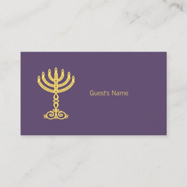 Hanukkah Motif lila Place Card Placeringskort (Framsida)