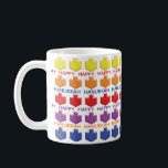 Hanukkah-mugg "3D Dreidels" Kaffemugg<br><div class="desc">Färgglatt rolig Hannukamugg. "3D Dreidels" Chanukah-mugg.</div>