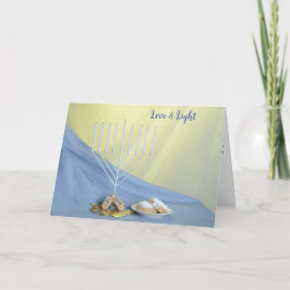 Hanukkah Mynt Dreidel Doughnut White Menorah Helgkort