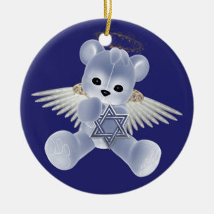 Hanukkah Nalle Julgransprydnad Keramik