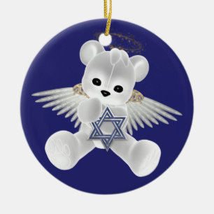 Hanukkah Nalle Julgransprydnad Keramik