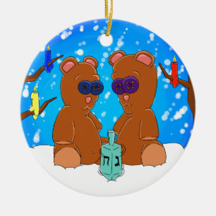 Hanukkah nalleprydnad julgransprydnad keramik