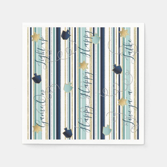 Hanukkah Napkin anpassar även den nya Eleganten Pappersservett (Framsidan)