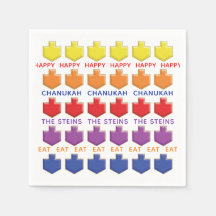 Hanukkah Napkin Personalize "3D Dreidels"