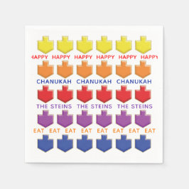 Hanukkah Napkin Personalize "3D Dreidels" Pappersservett